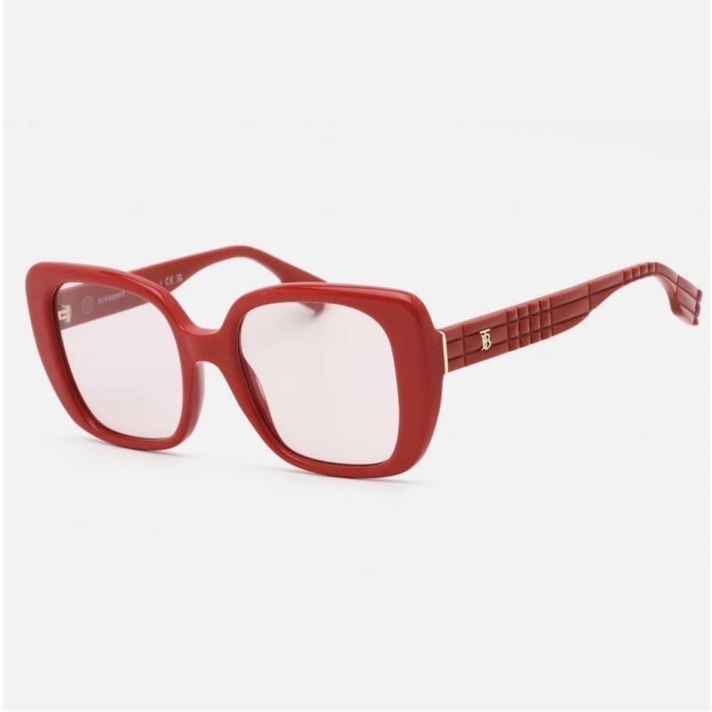 Burberry Red Oversized Square Sunglasses with TB Detail